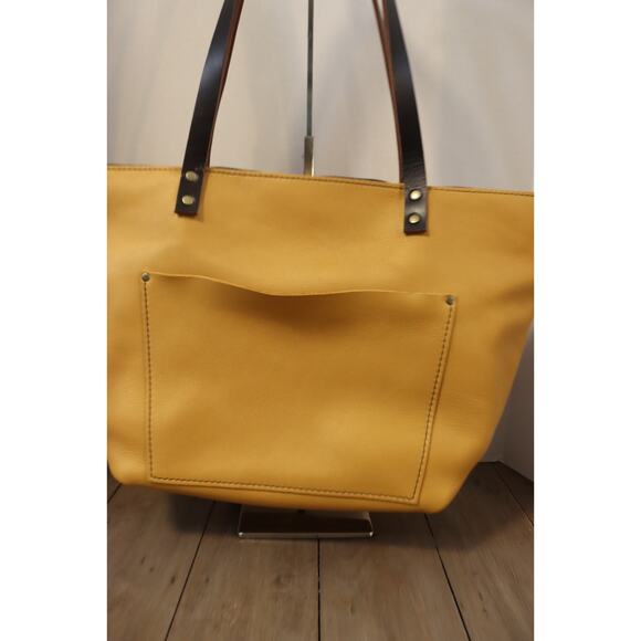 Portland Leather Yellow Tote Bag Large Double Handle Shoulder Bag - Picture 2 of 16
